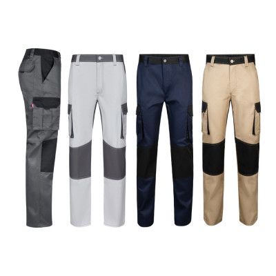 VL NJORD. Two-tone multi-pocket twill trousers (240 g/m²), in cotton (35) and polyester (65)